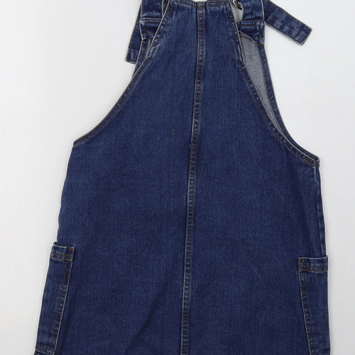 Primark Womens Blue  Cotton Pencil Dress  Size 8  Square Neck Buckle