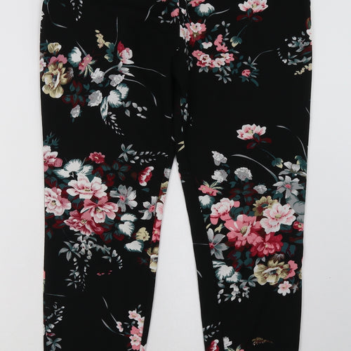 SheIn Womens Black Floral Polyester Trousers  Size S L30 in Regular