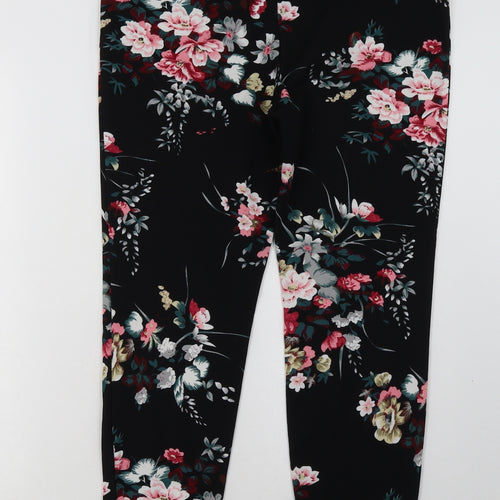 SheIn Womens Black Floral Polyester Trousers  Size S L30 in Regular