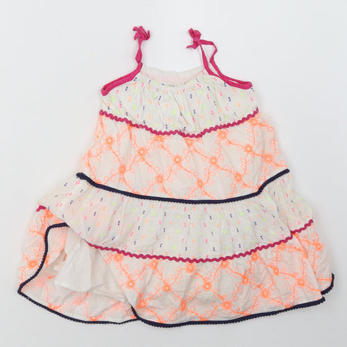 Matalan Girls White Geometric Cotton A-Line  Size 18-24 Months  Square Neck Pullover