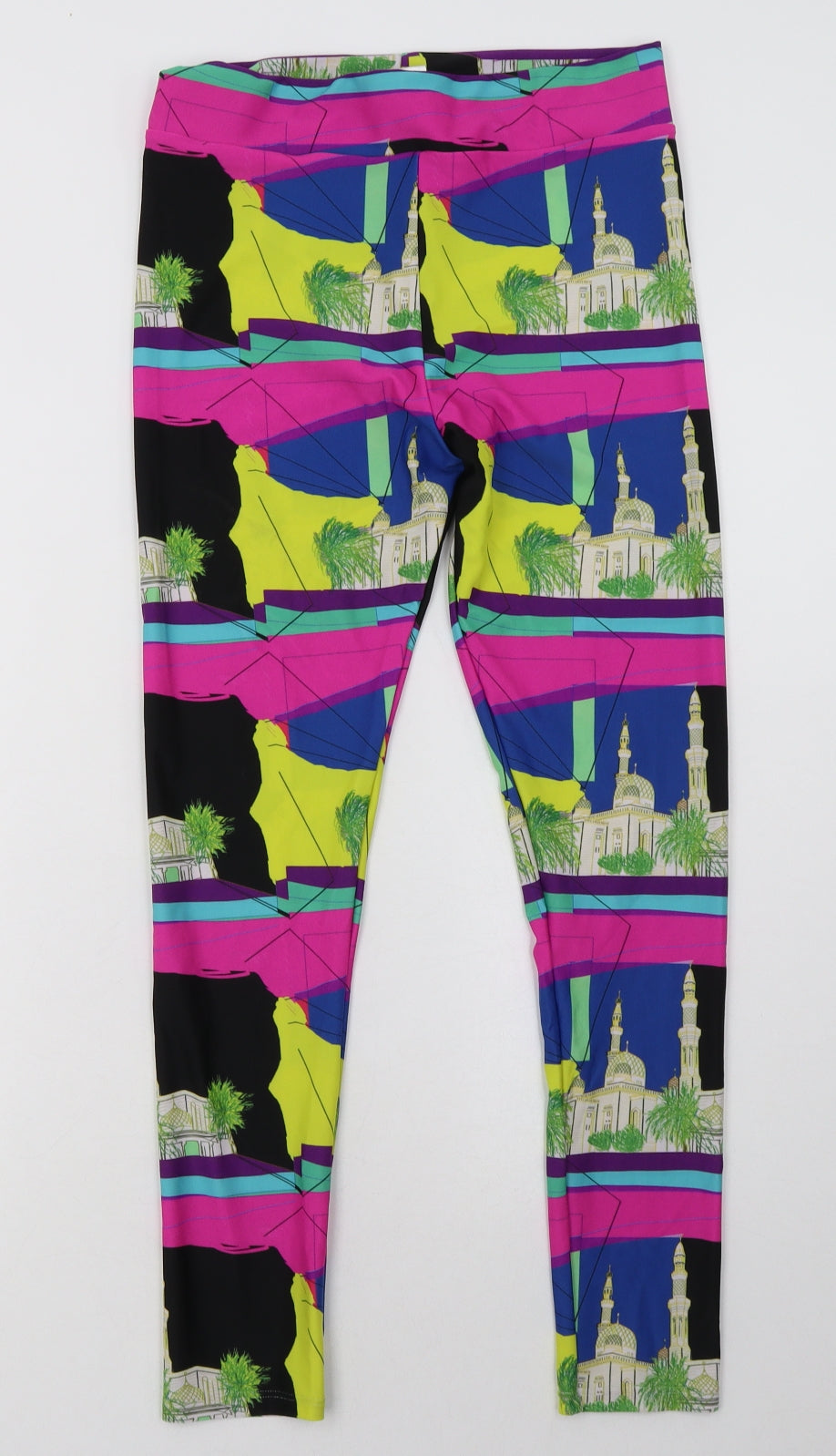 Preworn Womens Multicoloured Plaid Polyester Capri Leggings Size L L28 in