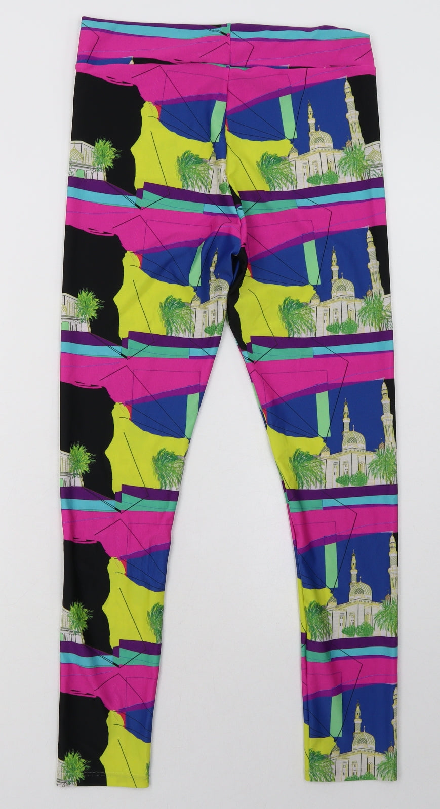 Preworn Womens Multicoloured Plaid Polyester Capri Leggings Size L L28 in