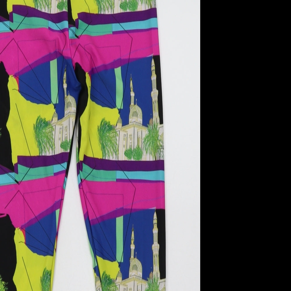 Preworn Womens Multicoloured Plaid Polyester Capri Leggings Size L L28 in
