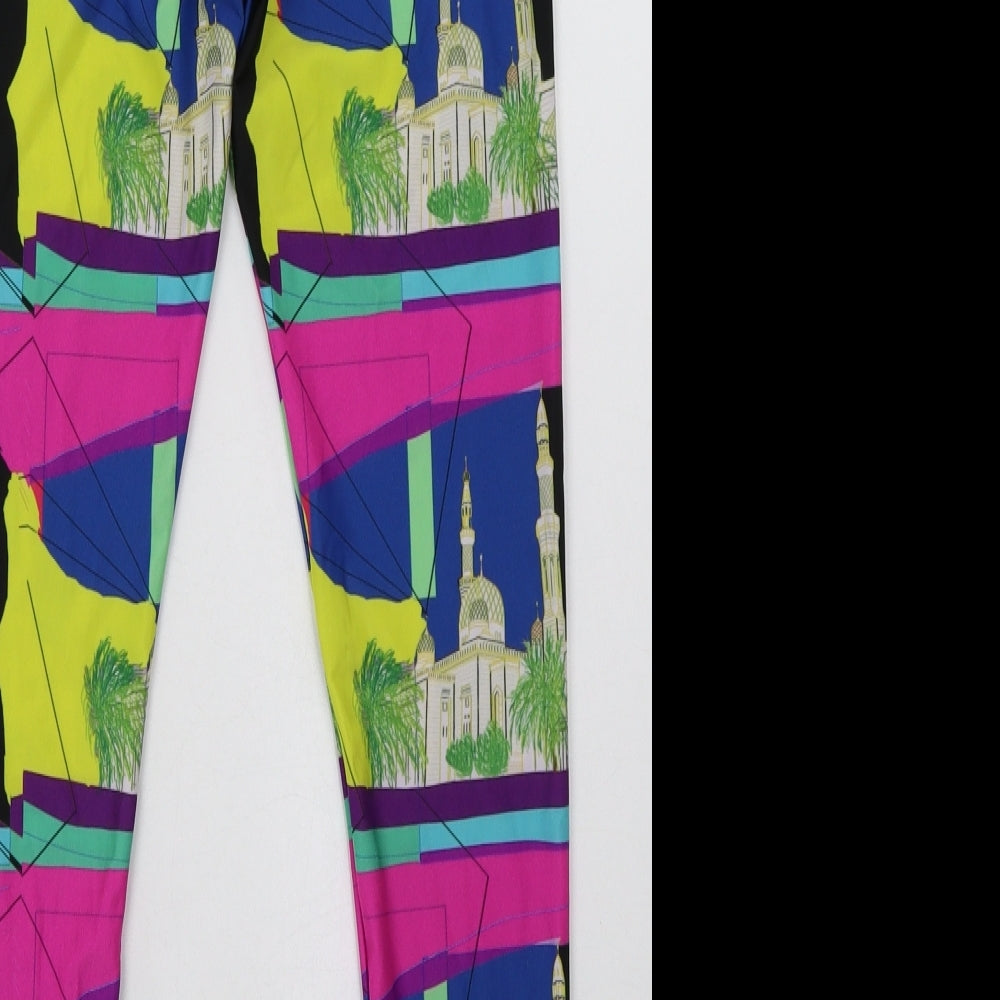 Preworn Womens Multicoloured Plaid Polyester Capri Leggings Size L L28 in