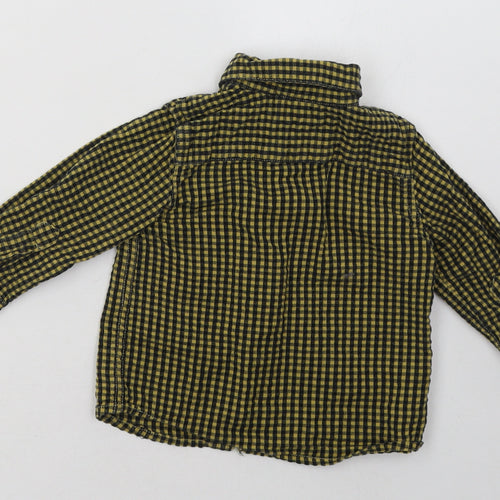 Mango Boys Yellow Check Cotton Basic Button-Up Size 0-3 Months Collared Button