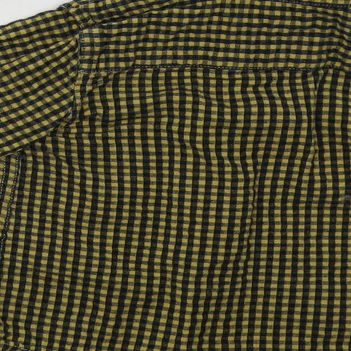 Mango Boys Yellow Check Cotton Basic Button-Up Size 0-3 Months Collared Button