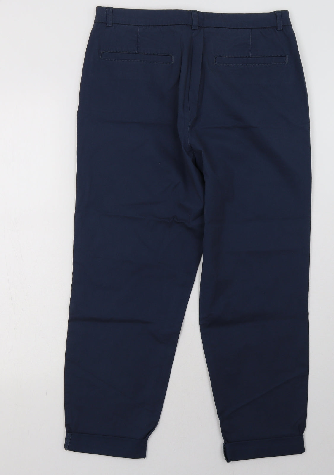 Nutmeg Womens Blue  Cotton Cropped Trousers Size 12 L26 in Regular Button