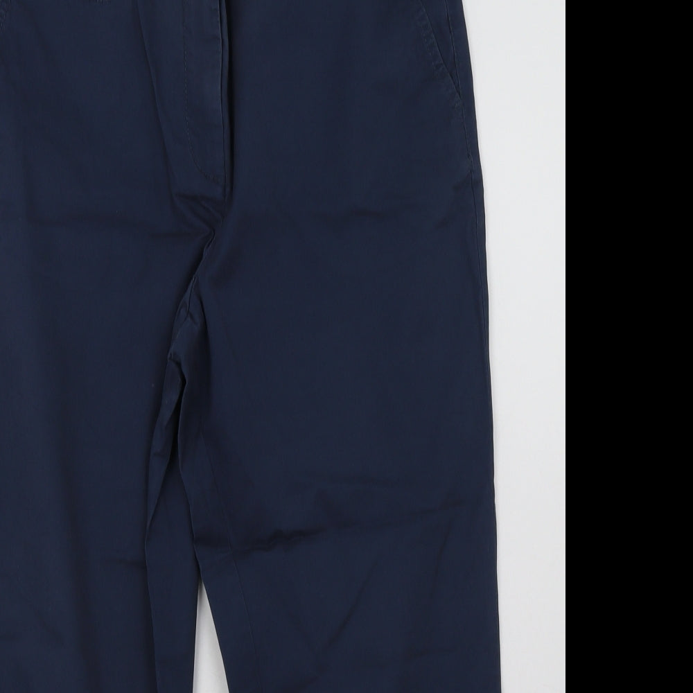 Nutmeg Womens Blue  Cotton Cropped Trousers Size 12 L26 in Regular Button