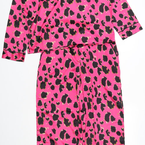George Womens Pink Animal Print Polyester Cami Pyjama Set Size 12  Button