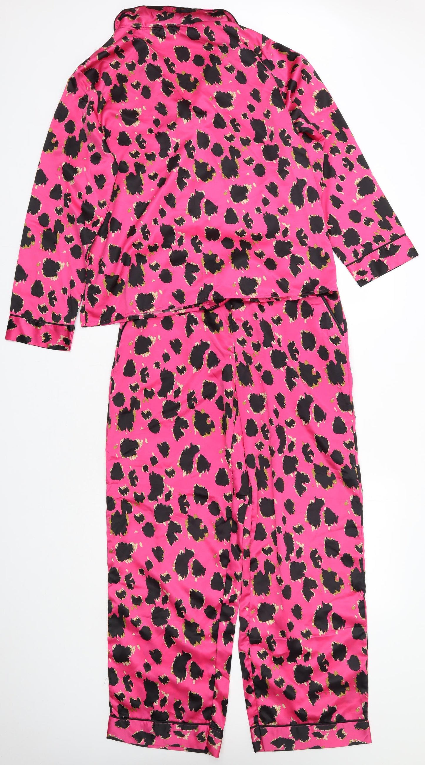 George Womens Pink Animal Print Polyester Cami Pyjama Set Size 12  Button