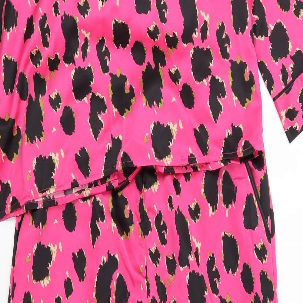 George Womens Pink Animal Print Polyester Cami Pyjama Set Size 12  Button