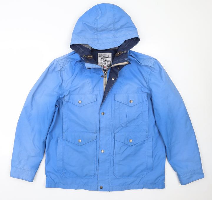 Red Herring Womens Blue Rain Coat Coat Size XL Zip