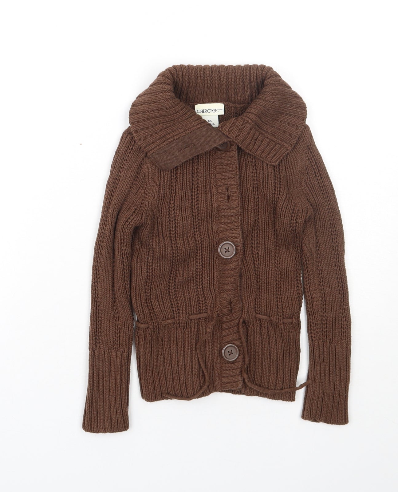 Cherokee Womens Brown Collared  Cotton Cardigan Jumper Size XS