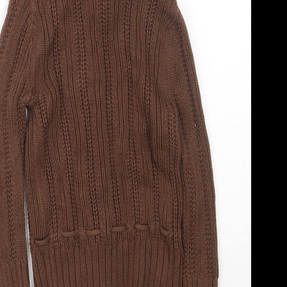 Cherokee Womens Brown Collared  Cotton Cardigan Jumper Size XS