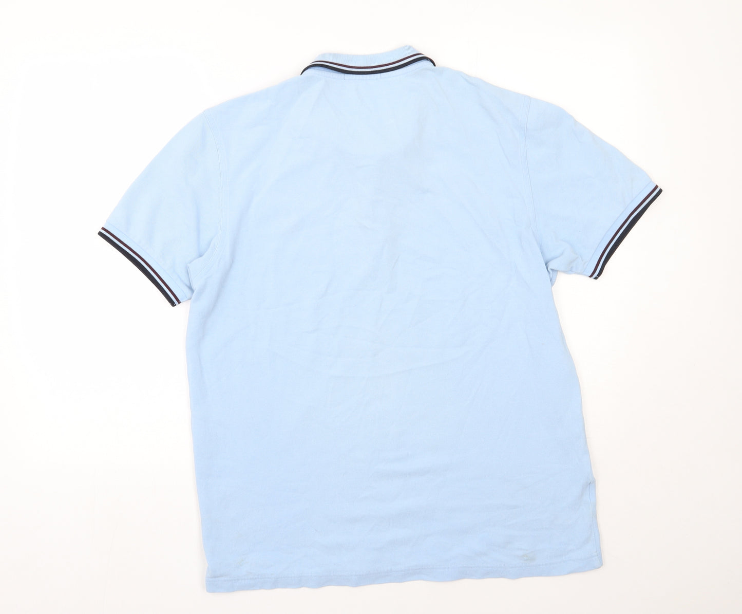 Fred Perry Mens Blue  Cotton  Polo Size L Collared Button