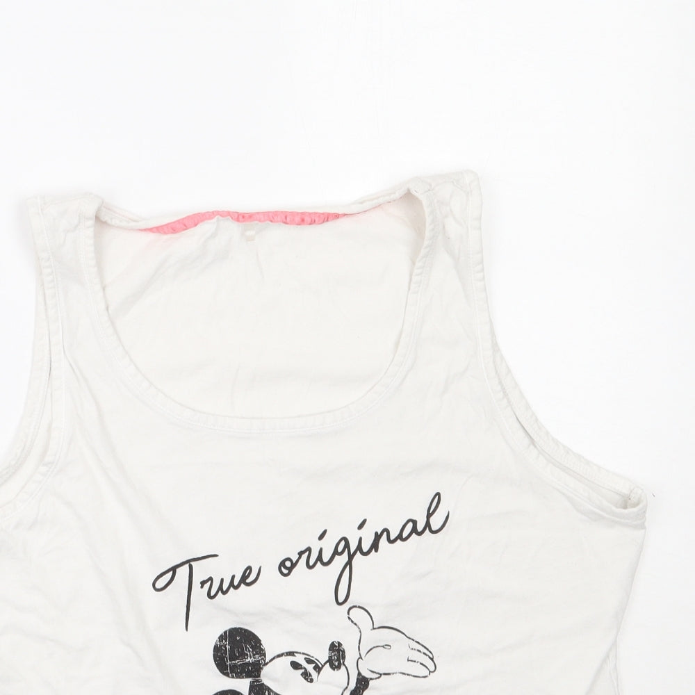 George Womens White  Cotton Top Pyjama Top Size 18   - Mickey Mouse
