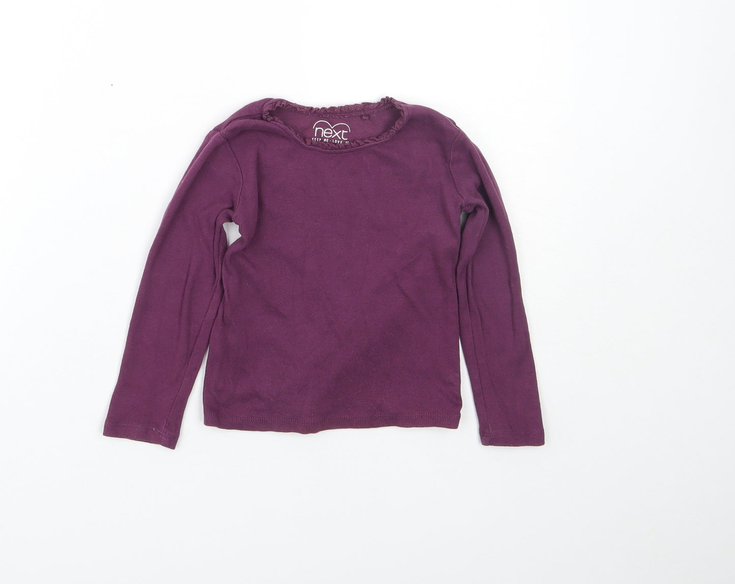 NEXT Girls Purple  Cotton Basic T-Shirt Size 3-4 Years Round Neck