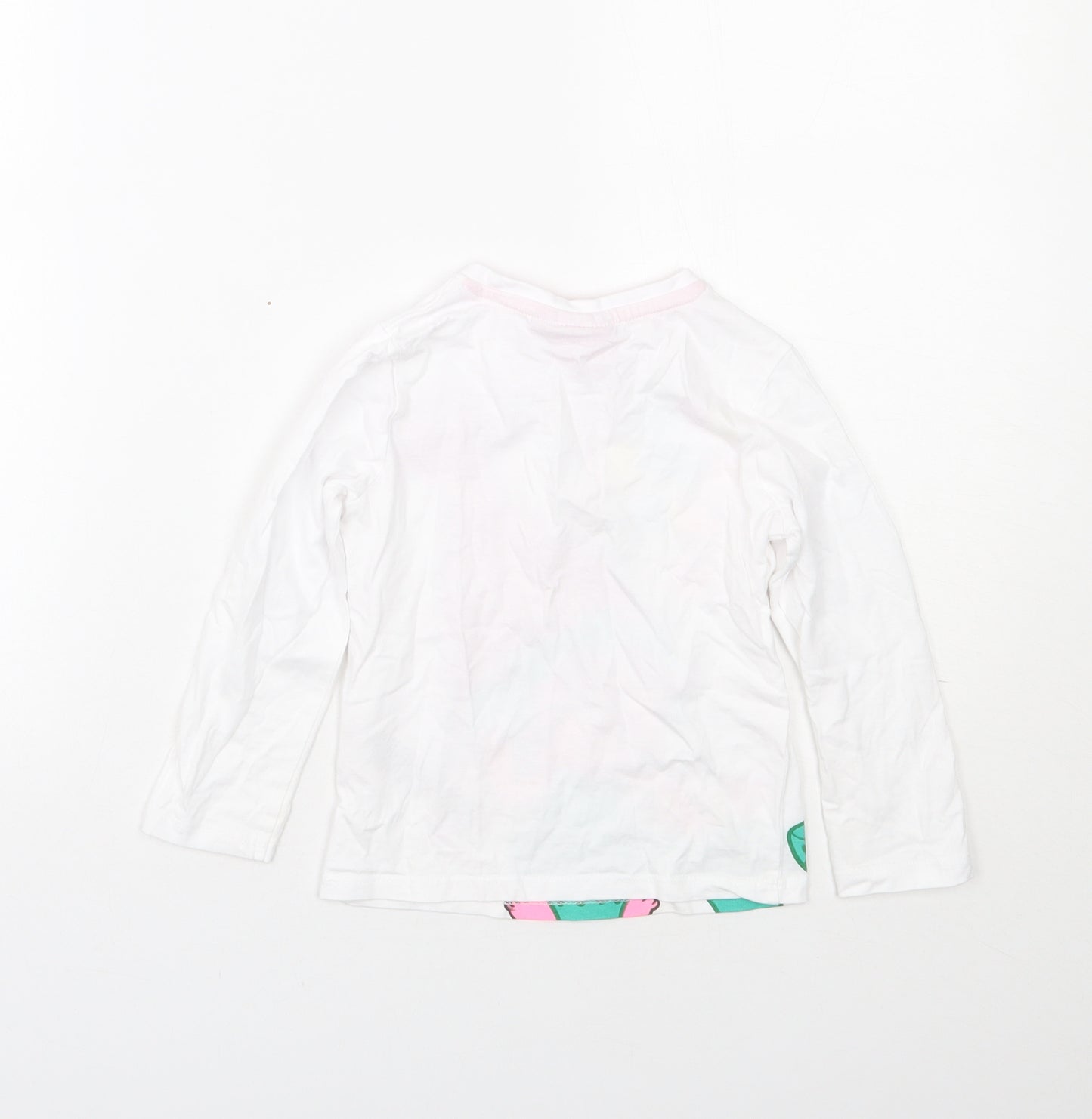Dreamworks Girls White  Cotton Basic T-Shirt Size 4 Years Round Neck  - Trolls