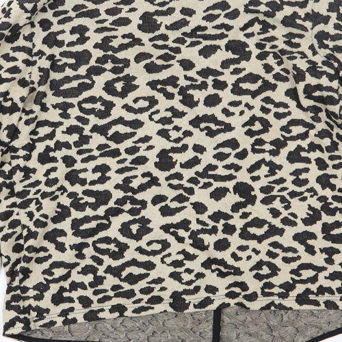 NEXT Womens Beige Scoop Neck Animal Print Polyester Cardigan Jumper Size 10