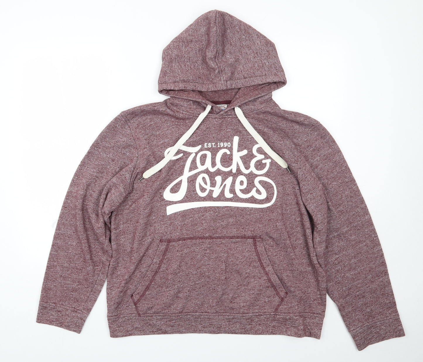 Jack&Jones Mens Red  Cotton Pullover Hoodie Size M