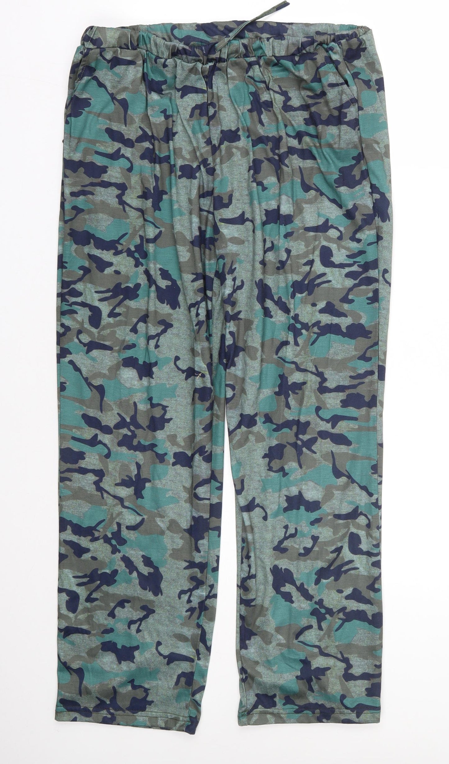 Preworn Womens Green Camouflage Cotton Jogger Trousers Size 3XL L27 in Relaxed