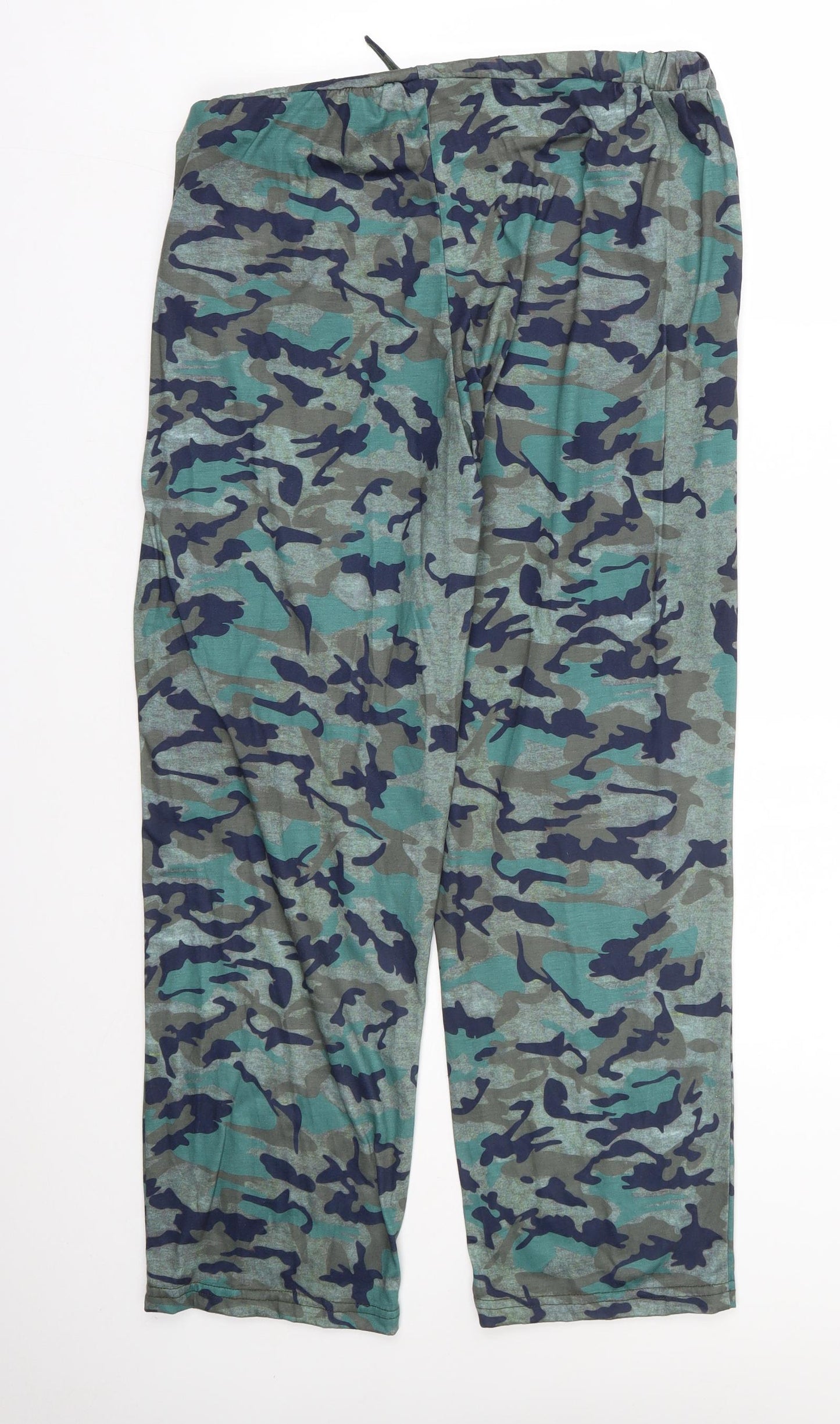 Preworn Womens Green Camouflage Cotton Jogger Trousers Size 3XL L27 in Relaxed