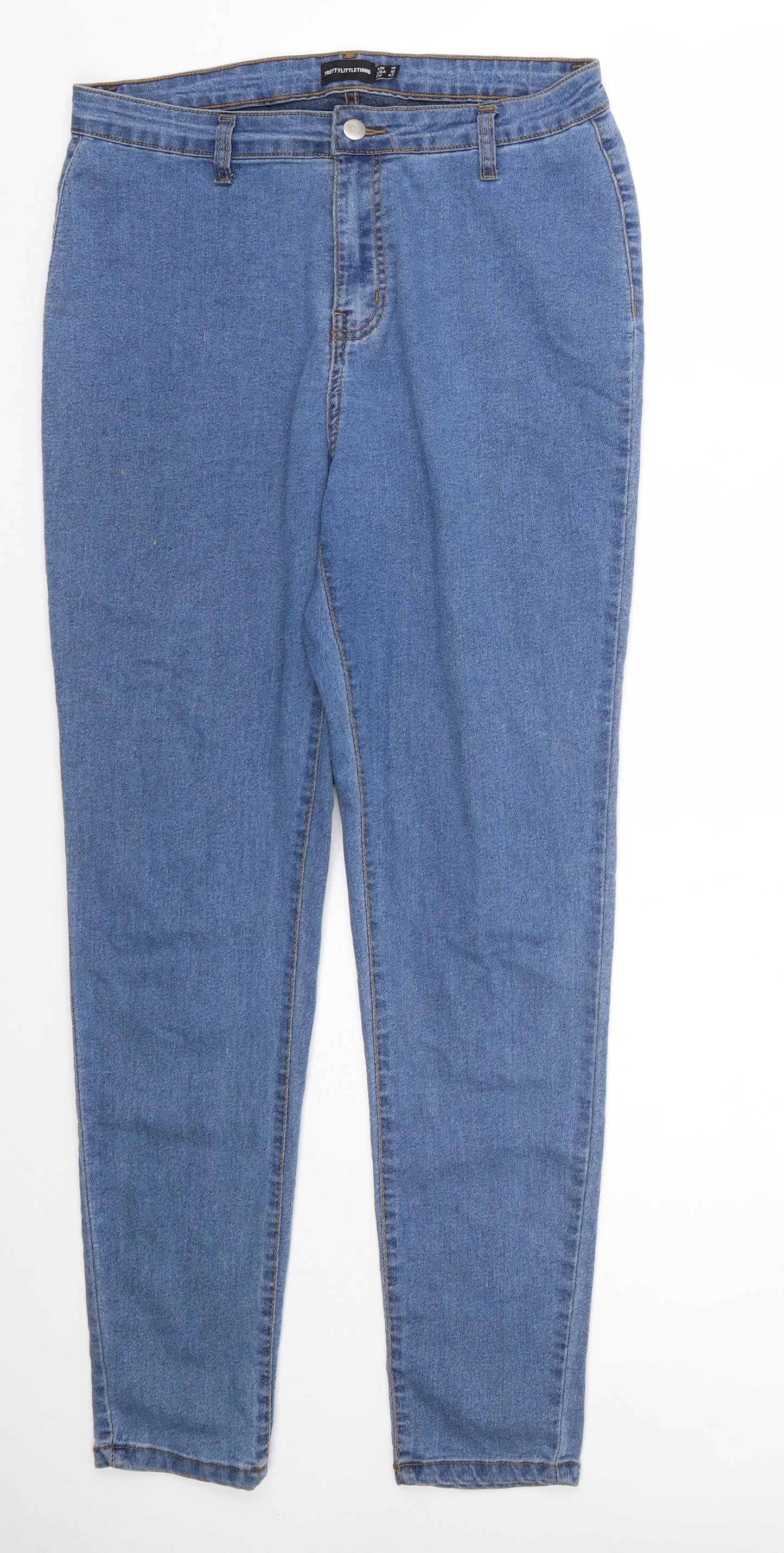 PRETTYLITTLETHING Womens Blue  Cotton Jegging Jeans Size 14 L29 in Regular