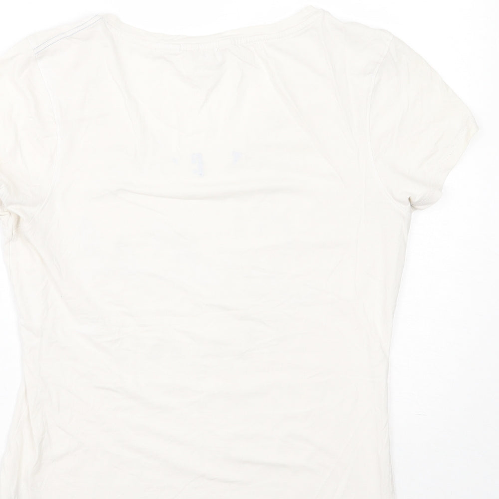 SoulCal&Co Womens White  Cotton Basic T-Shirt Size 12 V-Neck