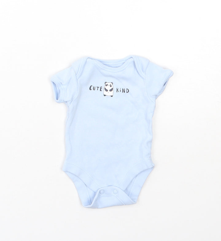 George Baby Blue Cotton Babygrow One-Piece Size Newborn Snap - Panda
