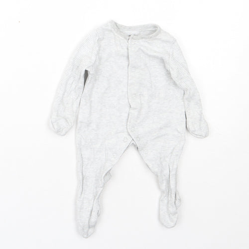Fred & Flo Baby Grey Striped Cotton Babygrow One-Piece Size Newborn  Snap - 0-1 Months