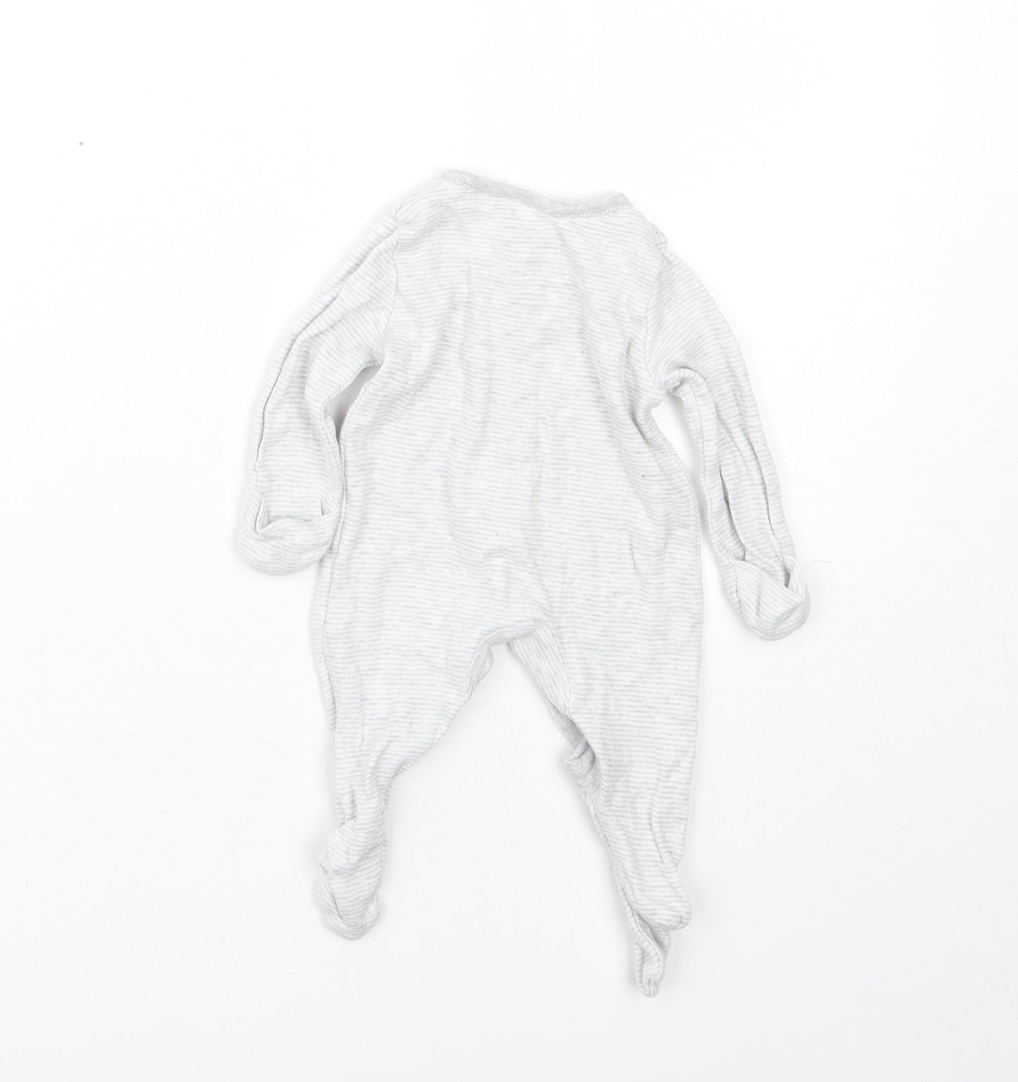 Fred & Flo Baby Grey Striped Cotton Babygrow One-Piece Size Newborn  Snap - 0-1 Months