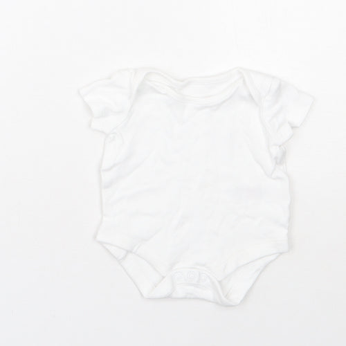 F&F Baby White  Cotton Babygrow One-Piece Size Newborn  Snap - 0-1 Months