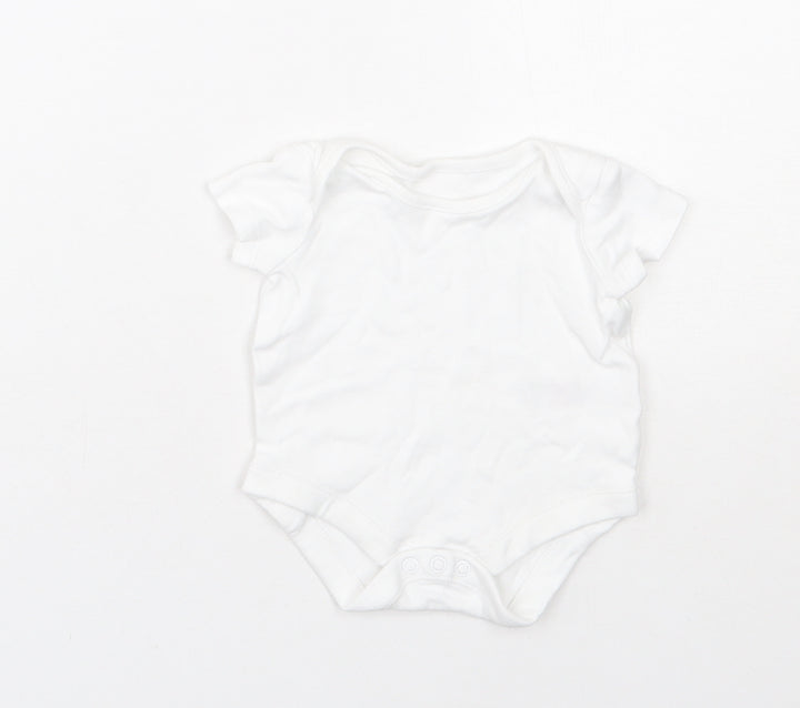 F&F Baby White Cotton Babygrow One-Piece Size Newborn Snap - 0-1 Months