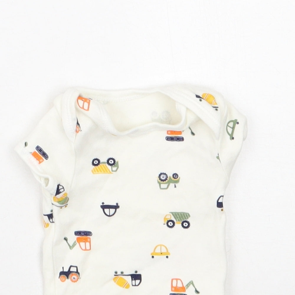 Primark Baby White Spotted Cotton Babygrow One-Piece Size Newborn   - 3.4kg Newborn