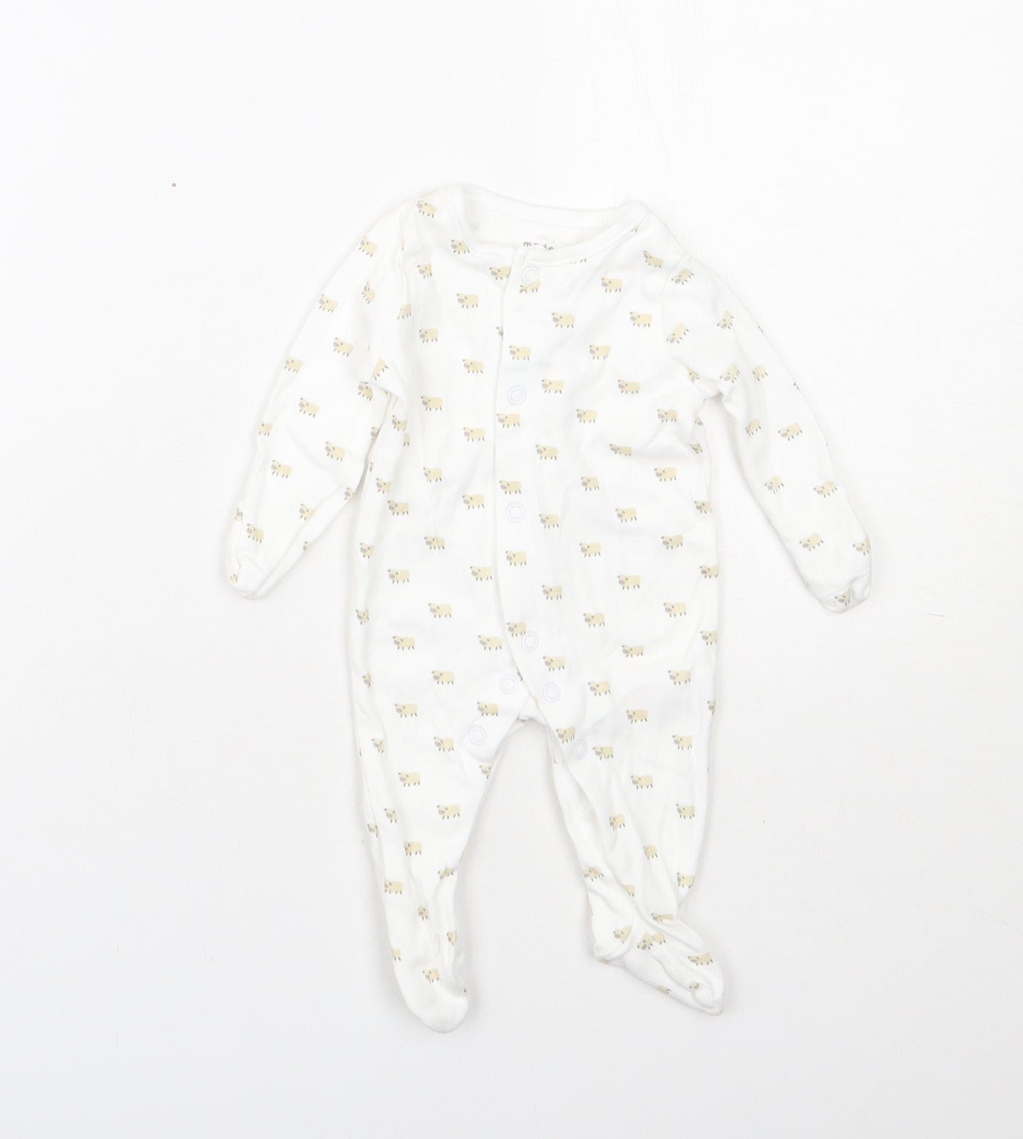F&F Baby White Spotted Cotton Babygrow One-Piece Size Newborn  Snap - 0-1 Months