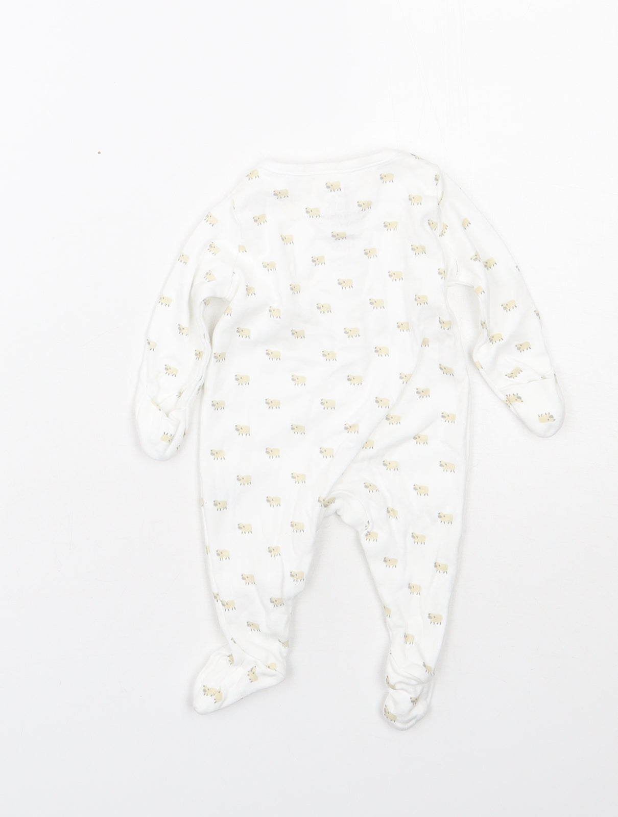 F&F Baby White Spotted Cotton Babygrow One-Piece Size Newborn  Snap - 0-1 Months