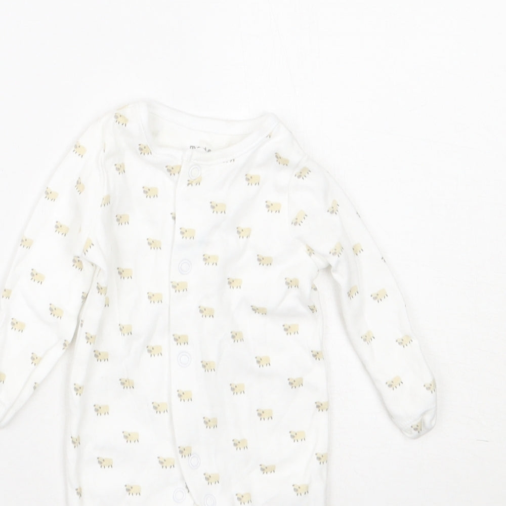 F&F Baby White Spotted Cotton Babygrow One-Piece Size Newborn  Snap - 0-1 Months