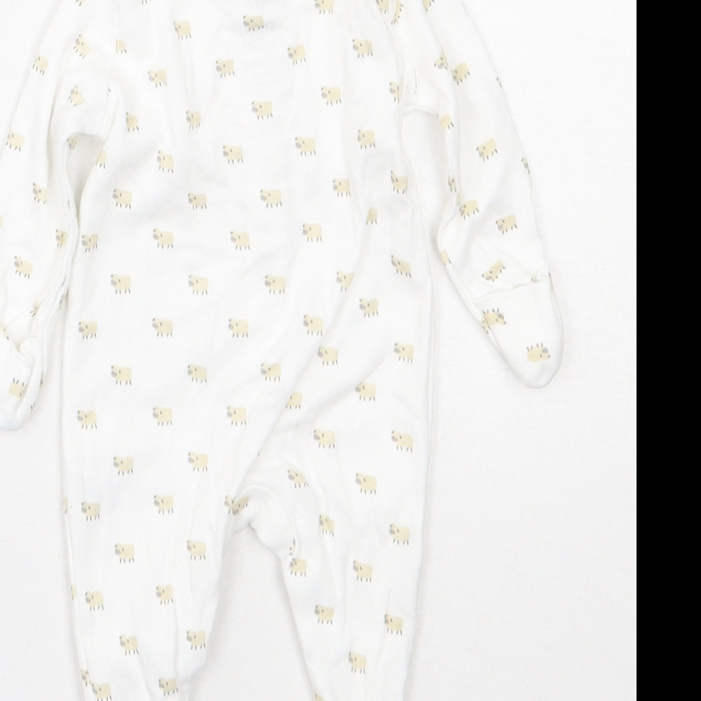 F&F Baby White Spotted Cotton Babygrow One-Piece Size Newborn  Snap - 0-1 Months