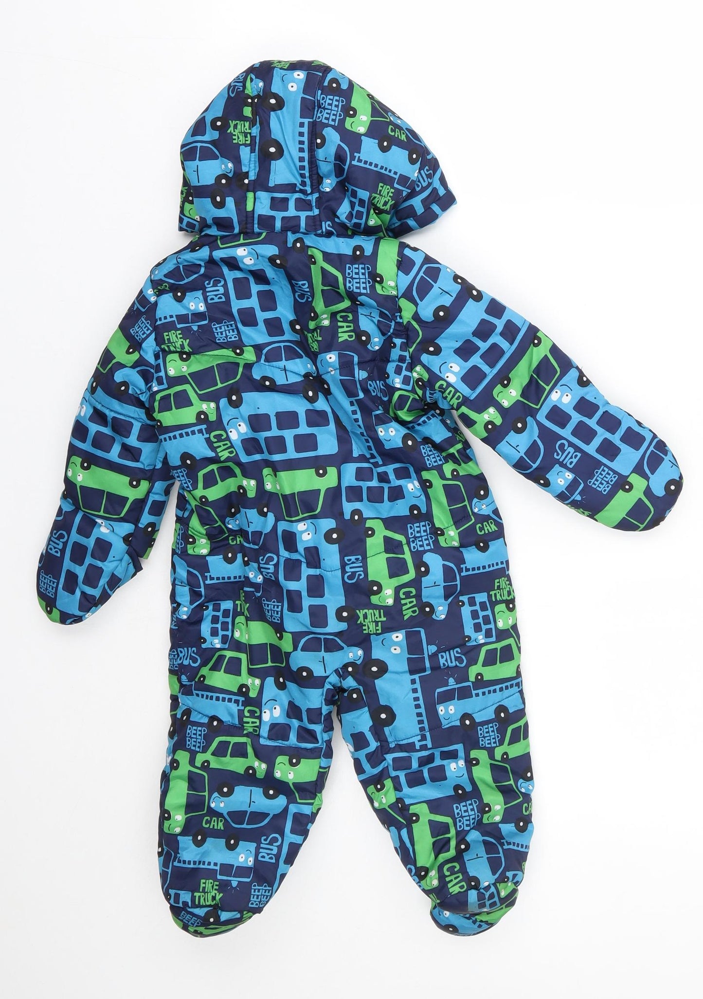 bluezoo Boys Multicoloured   Puffer Jacket Coat Size 6-9 Months   Snap - Cars
