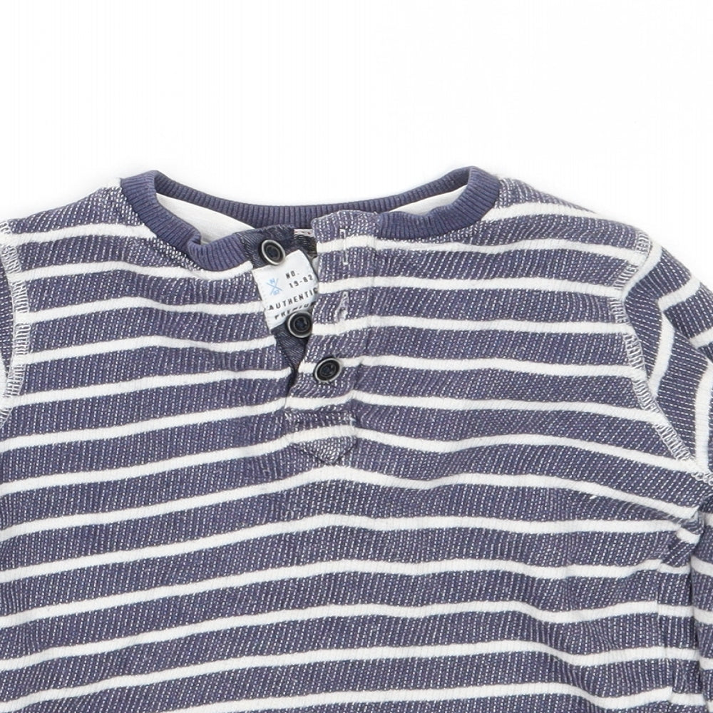 NEXT Boys Blue Round Neck Striped Cotton Pullover Jumper Size 3 Years