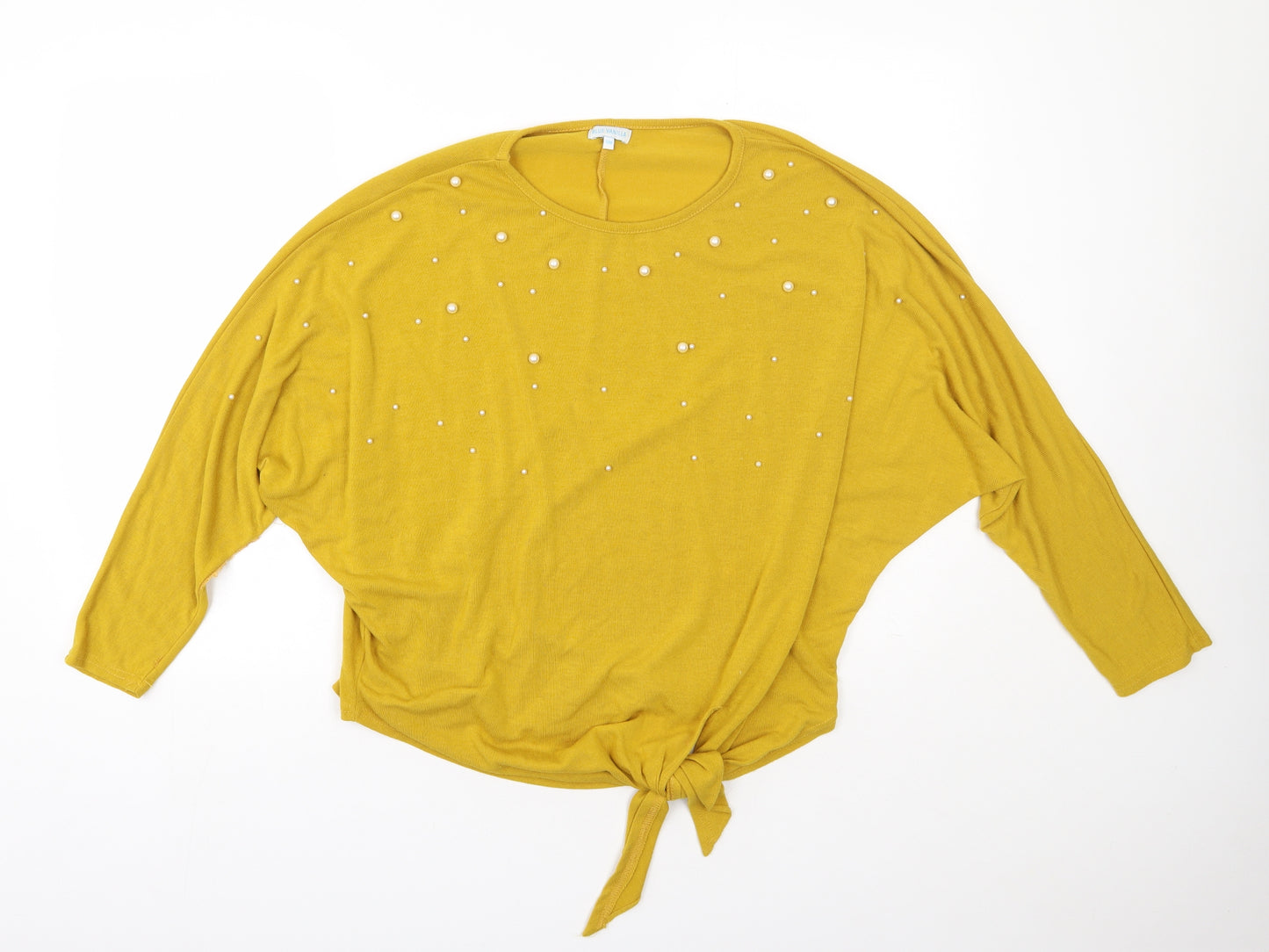 Blue Vanilla Womens Yellow Round Neck  Viscose Pullover Jumper Size M