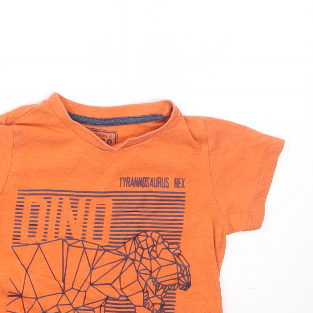 Matalan Boys Orange  Polyester Basic T-Shirt Size 4 Years Round Neck  - Dinosaur