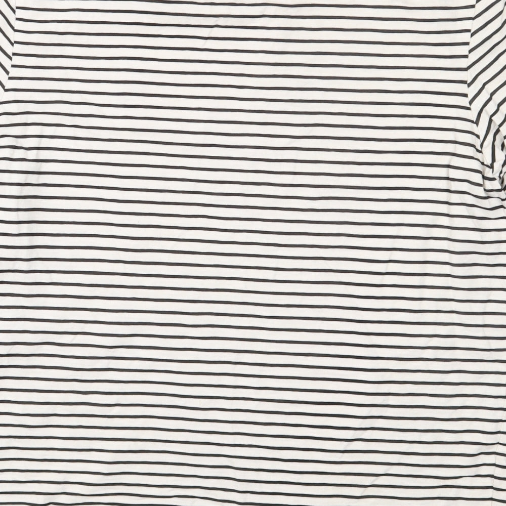 Bolongaro Mens White Striped Cotton  T-Shirt Size S Round Neck  - Skull