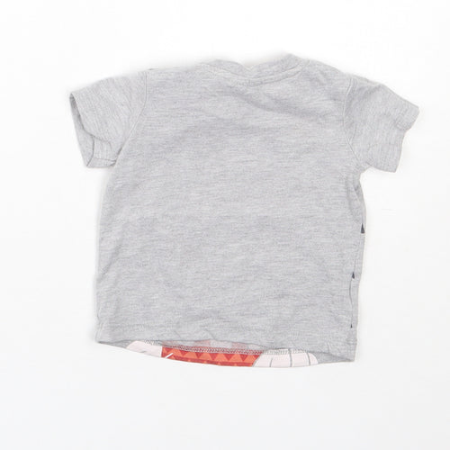 Disney Baby Grey  Cotton Basic T-Shirt Size 6-9 Months Round Neck  - Mickey Mouse