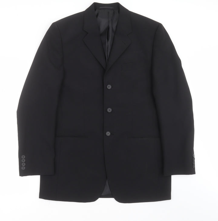 George Mens Black Polyester Jacket Suit Jacket Size 38