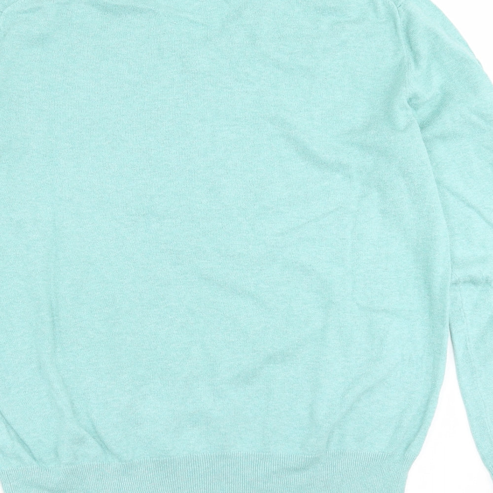 Gap Mens Green V-Neck  Cotton Pullover Jumper Size L