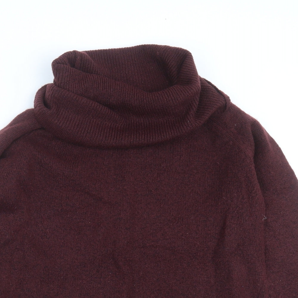 Dorothy Perkins Womens Purple Roll Neck  Acrylic Pullover Jumper Size 12   - burgundy
