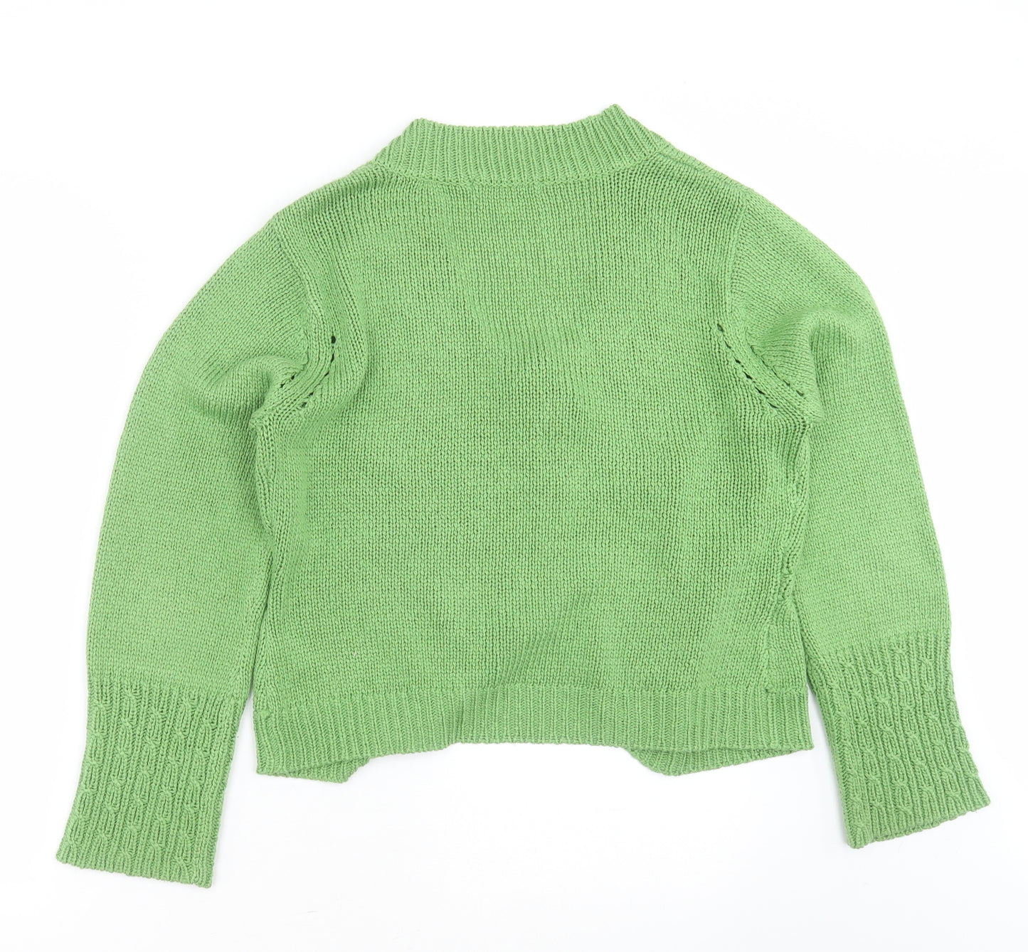 M&Co Womens Green Round Neck  Acrylic Cardigan Jumper Size L