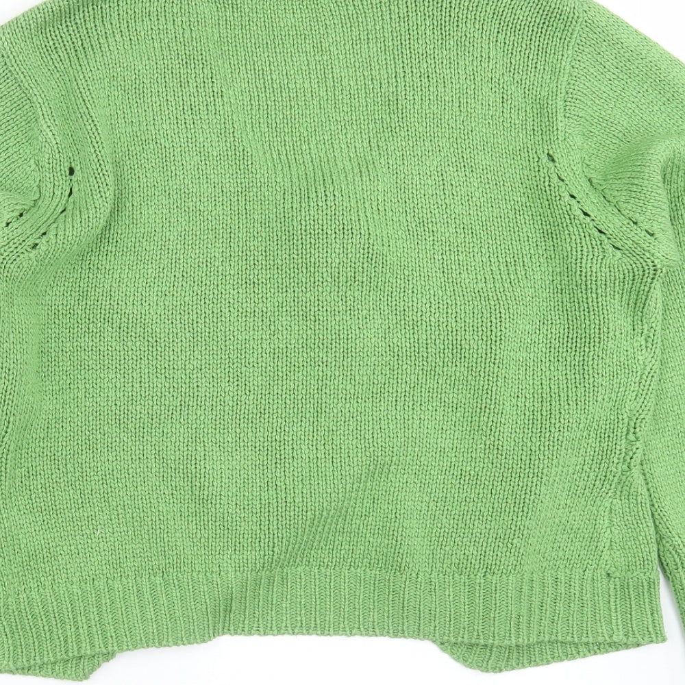 M&Co Womens Green Round Neck  Acrylic Cardigan Jumper Size L