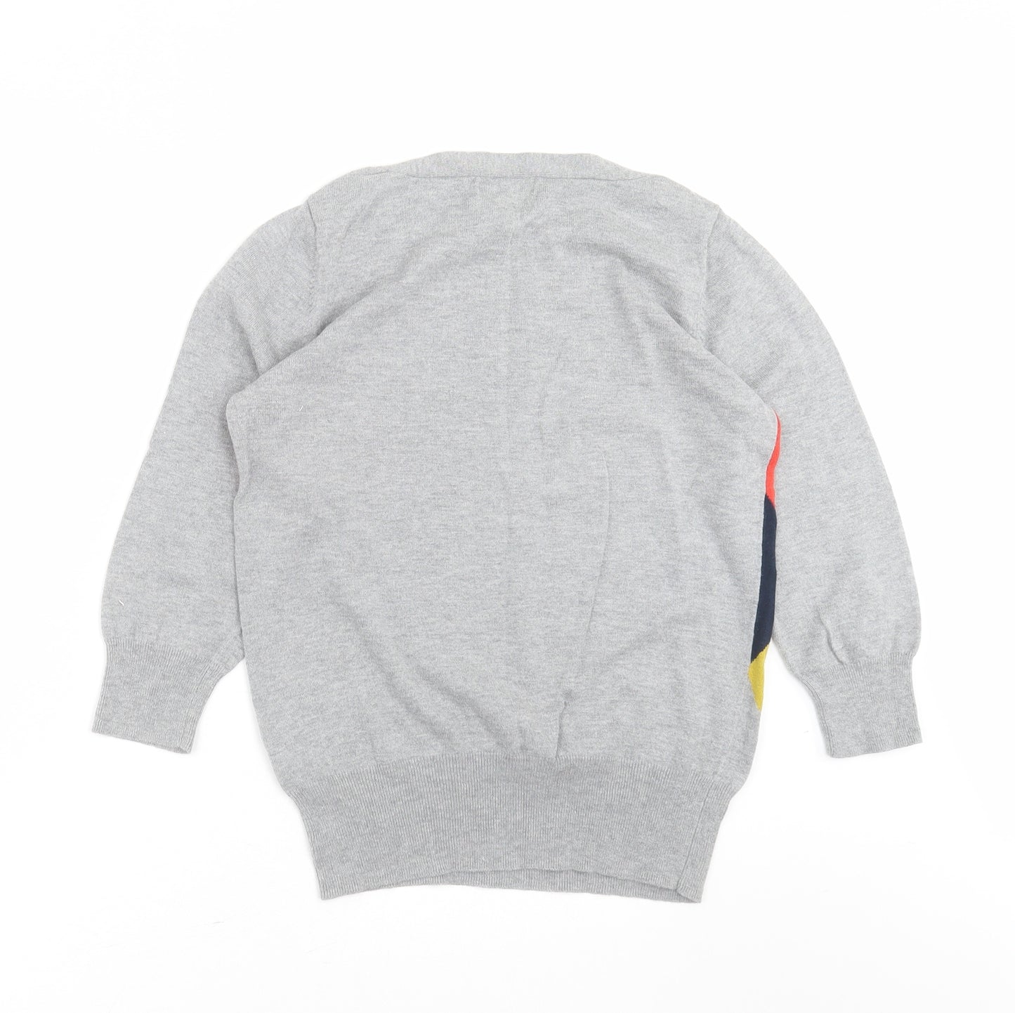 NEXT Womens Grey Boat Neck Geometric Cotton Pullover Jumper Size 10